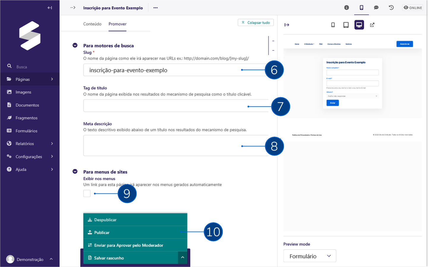 Manual: Página de Formulário 03