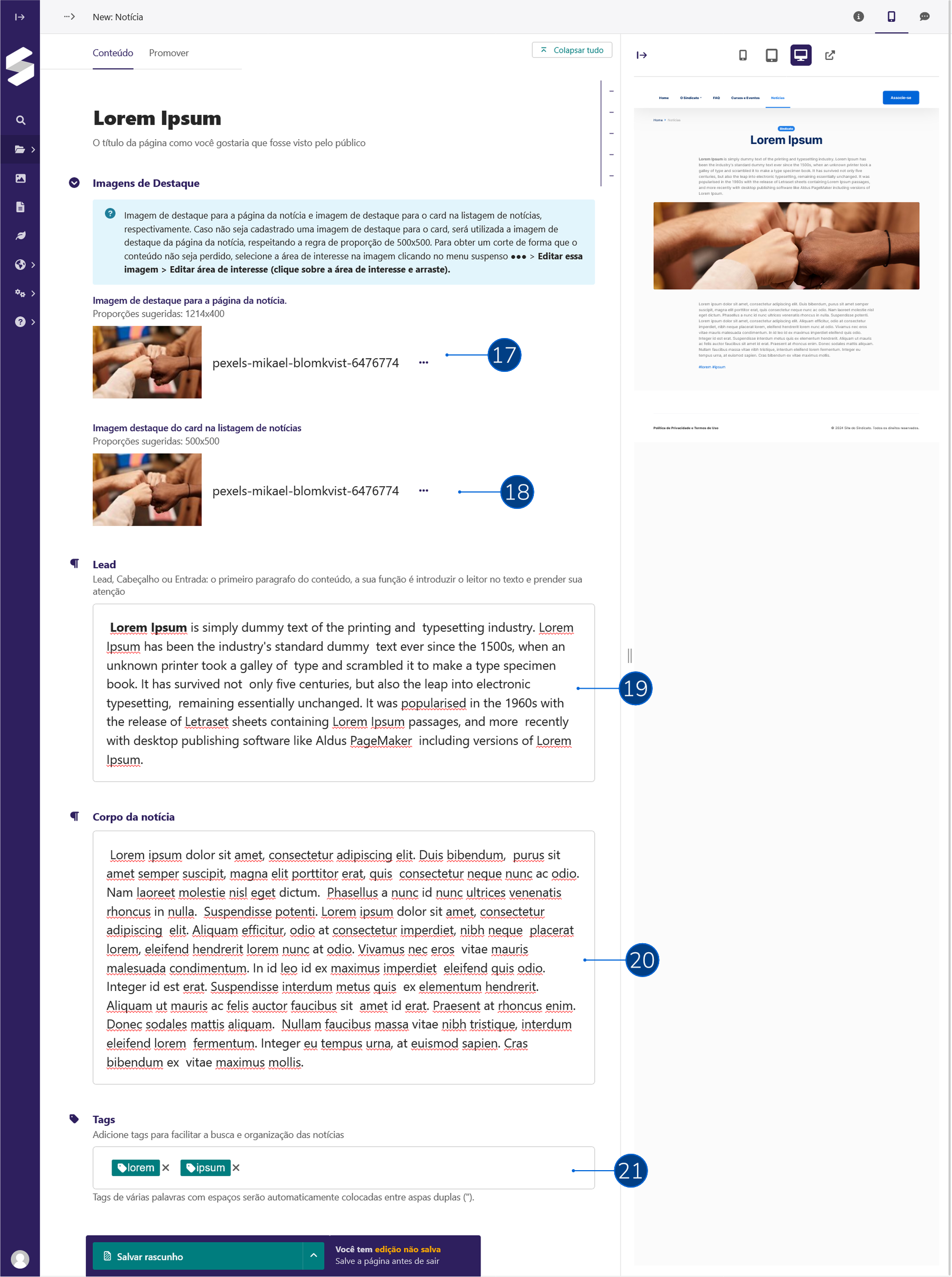 Manual: Página de Notícias 05