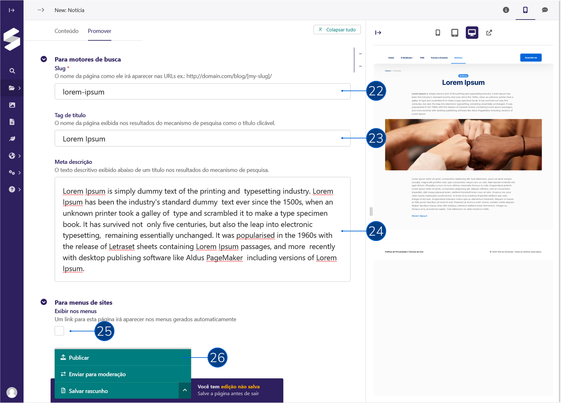 Manual: Página de Notícias 07